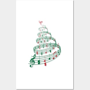 Christmas tree with music notes and heart Posters and Art